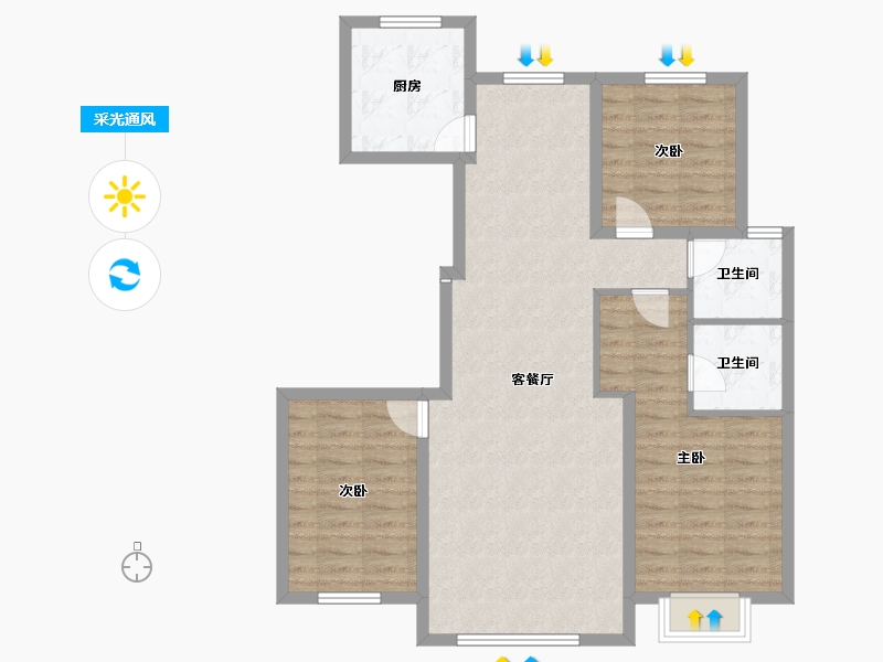 内蒙古自治区-包头市-​建华左岸中心-92.69-户型库-采光通风