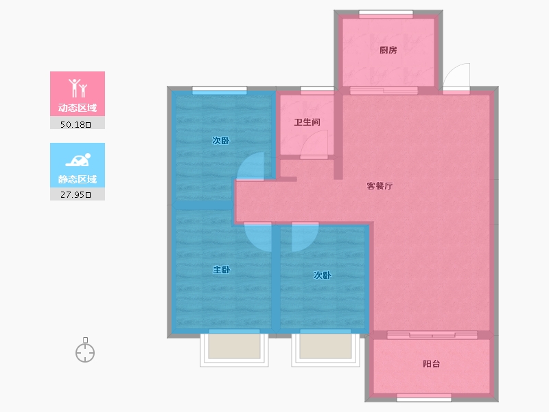 山西省-临汾市-东旭·雍景苑-69.54-户型库-动静分区