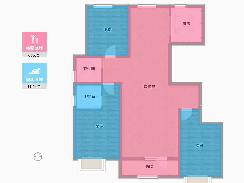 内蒙古自治区-包头市-方兴凤凰台-92.73-户型库-动静分区