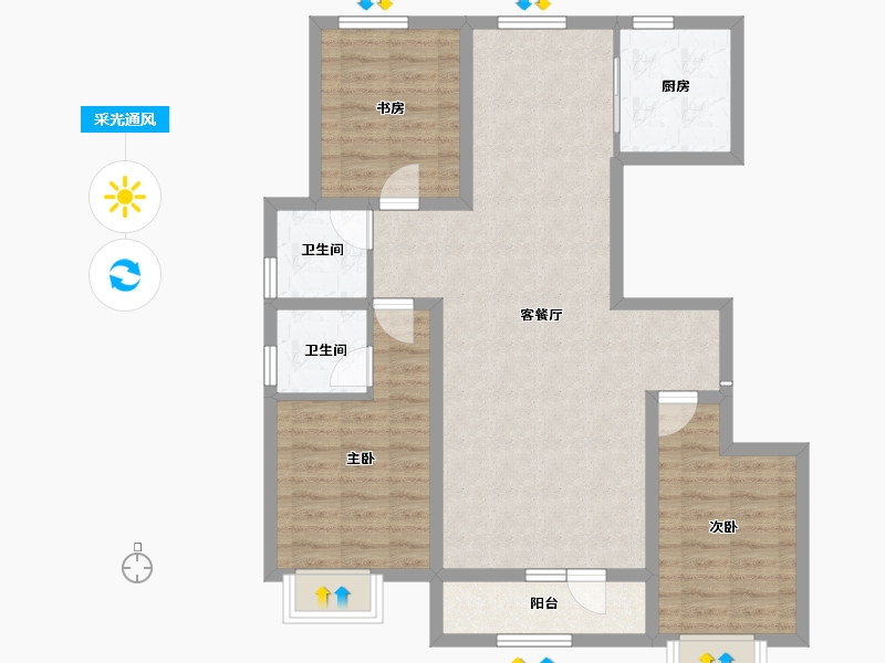 内蒙古自治区-包头市-方兴凤凰台-92.73-户型库-采光通风