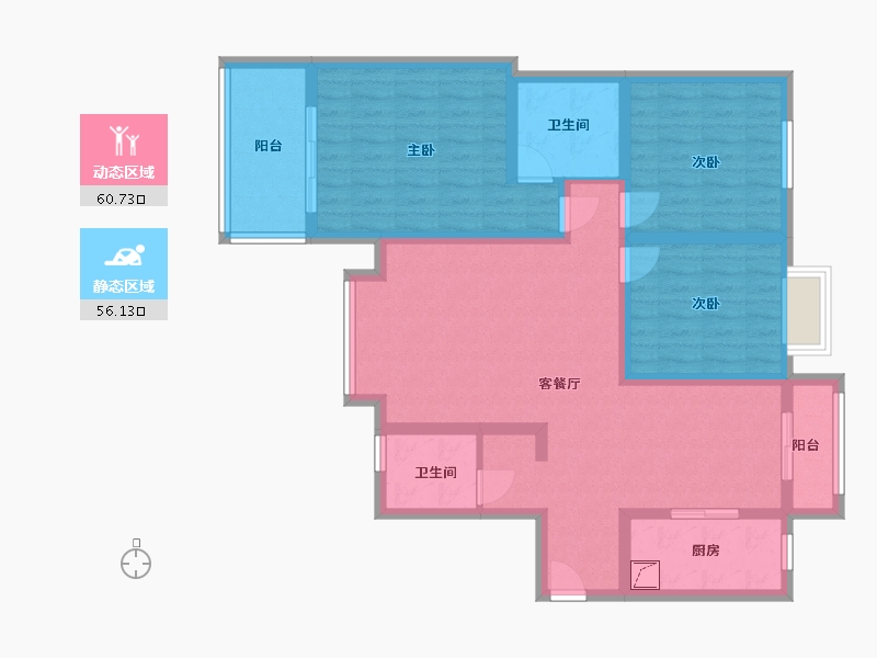 陕西省-西安市-西勘小区-109.00-户型库-动静分区