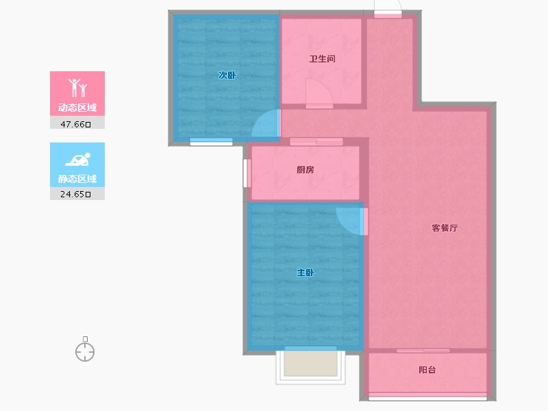 河北省-唐山市-水山金域蓝湾-64.85-户型库-动静分区