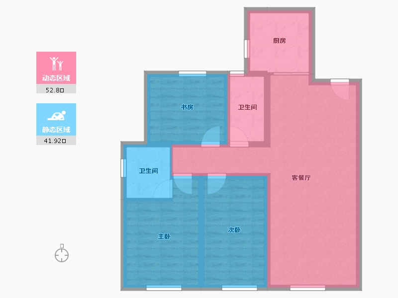 内蒙古自治区-包头市-​建华左岸中心-84.19-户型库-动静分区