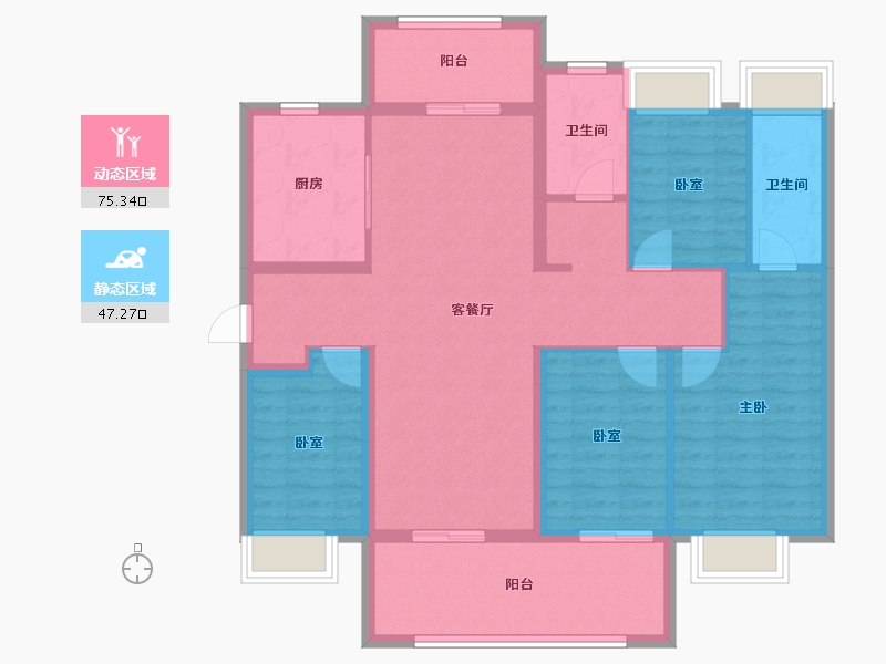 广东省-江门市-美的海棠公馆-110.02-户型库-动静分区