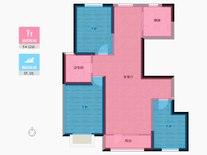 内蒙古自治区-包头市-方兴凤凰台-79.19-户型库-动静分区