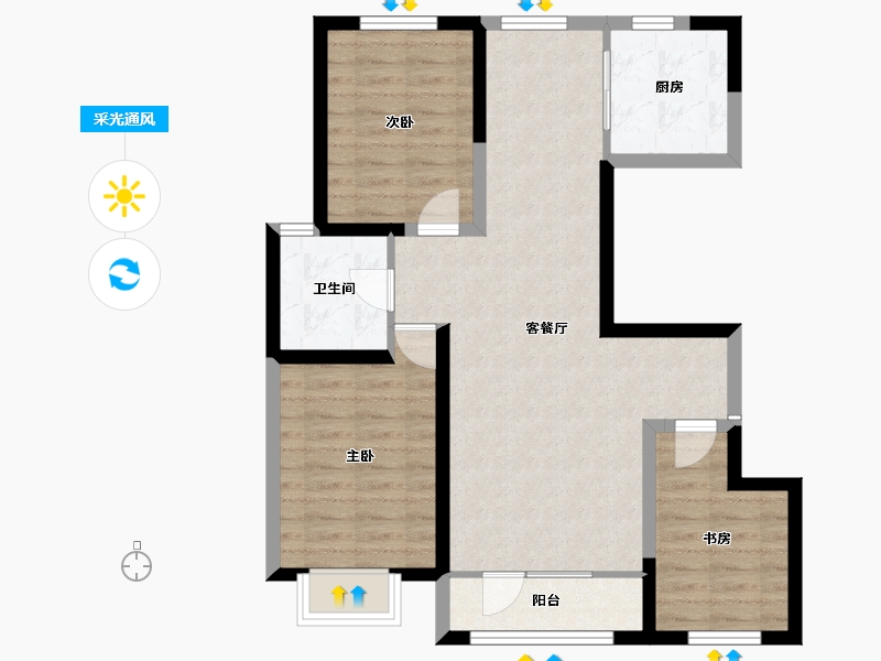 内蒙古自治区-包头市-方兴凤凰台-79.19-户型库-采光通风