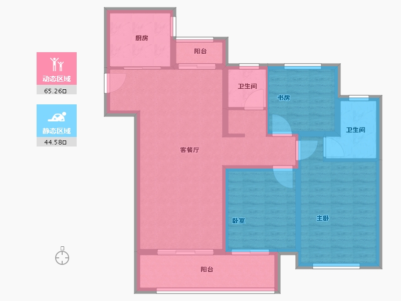 山东省-菏泽市-曹县天润公馆樾府-98.41-户型库-动静分区