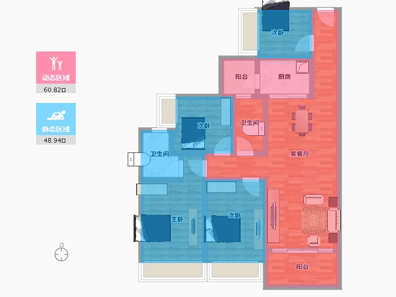 广东省-江门市-汇银江南富湾-96.00-户型库-动静分区