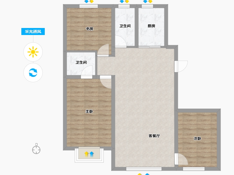 内蒙古自治区-包头市-​建华左岸中心-80.52-户型库-采光通风