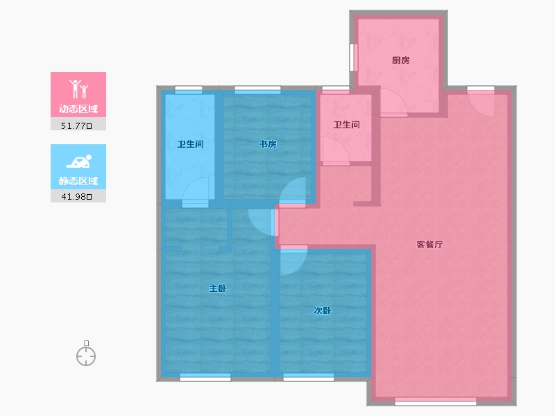 内蒙古自治区-包头市-​建华左岸中心-82.83-户型库-动静分区