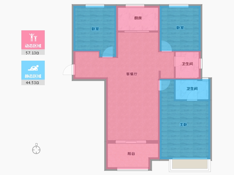 陕西省-渭南市-光合宸院-91.58-户型库-动静分区