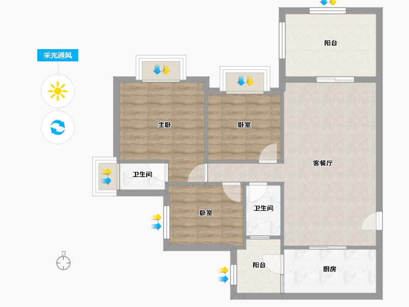 广东省-江门市-御凯名都-75.38-户型库-采光通风