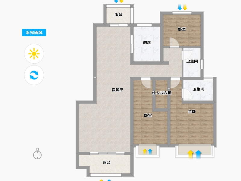 陕西省-渭南市-光合宸院-103.79-户型库-采光通风