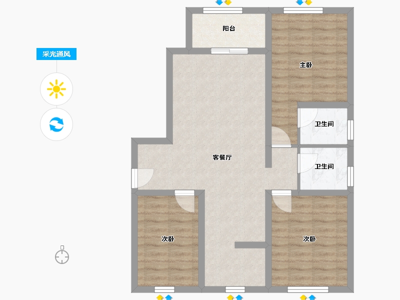 河北省-邢台市-公园小区三期-118.00-户型库-采光通风