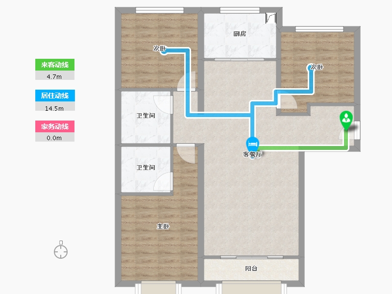 河北省-唐山市-水山金域蓝湾-92.00-户型库-动静线