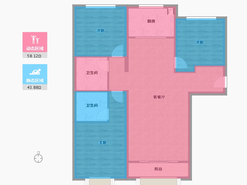 河北省-唐山市-水山金域蓝湾-92.00-户型库-动静分区