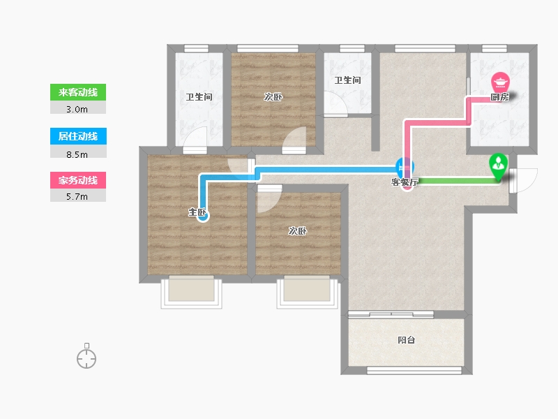 山西省-临汾市-东旭·雍景苑-85.58-户型库-动静线