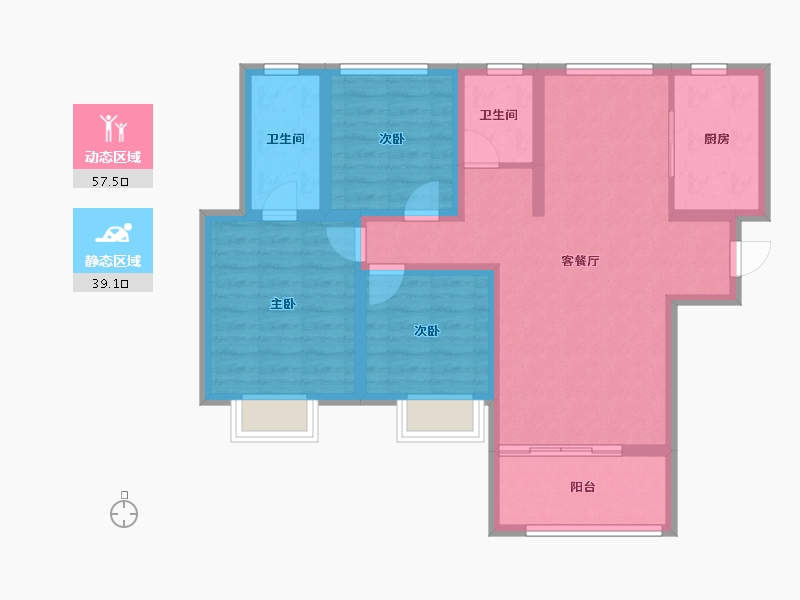 山西省-临汾市-东旭·雍景苑-85.58-户型库-动静分区