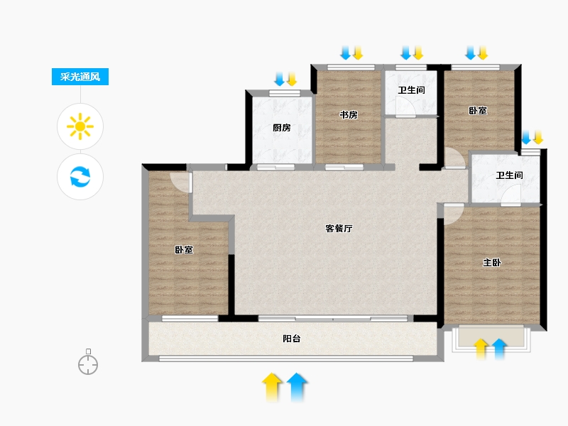 陕西省-渭南市-万科·锦宸-134.40-户型库-采光通风