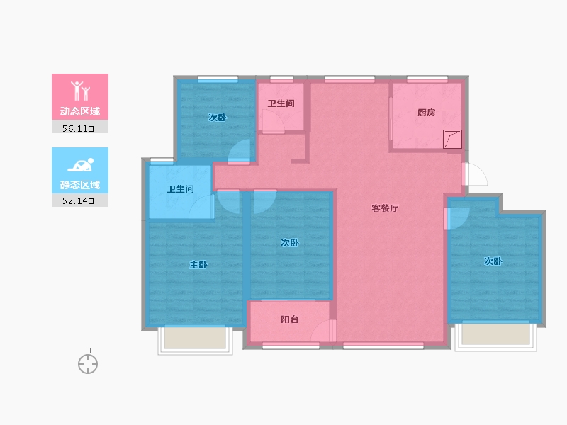 安徽省-蚌埠市-京茂华府-96.00-户型库-动静分区