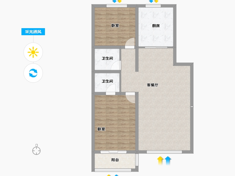 山西省-大同市-伯益公园府-86.42-户型库-采光通风