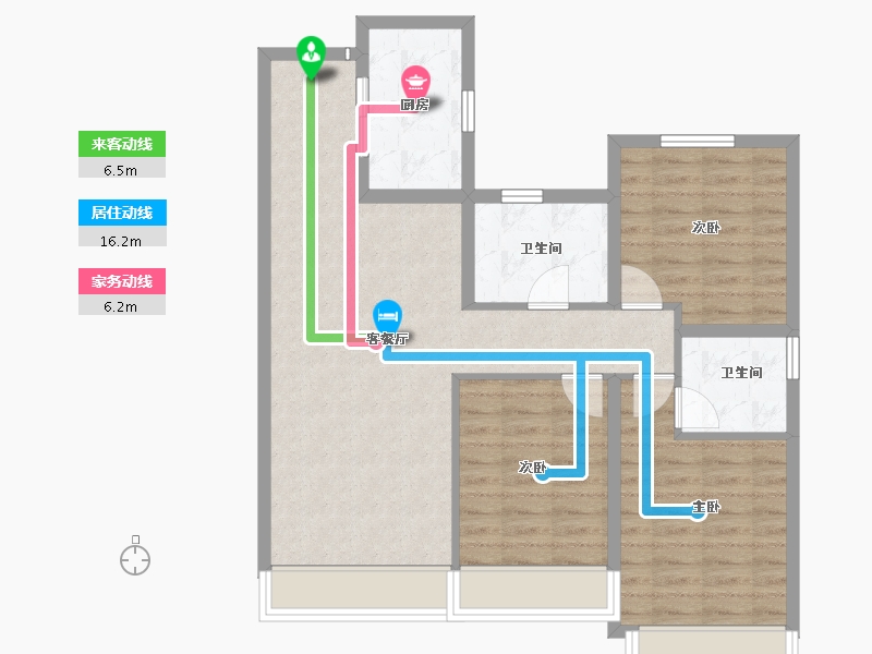 内蒙古自治区-包头市-包头东河吾悦广场-83.99-户型库-动静线