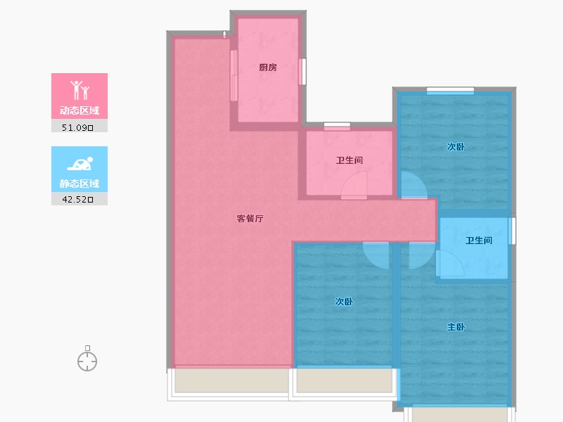 内蒙古自治区-包头市-包头东河吾悦广场-83.99-户型库-动静分区