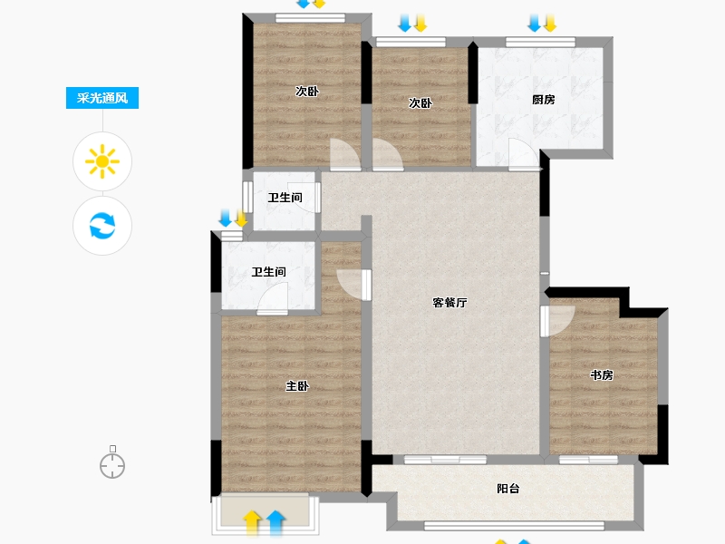 广西壮族自治区-桂林市-金科集美东方-104.76-户型库-采光通风