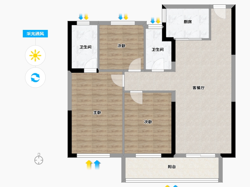 湖北省-宜昌市-山水如画-91.20-户型库-采光通风