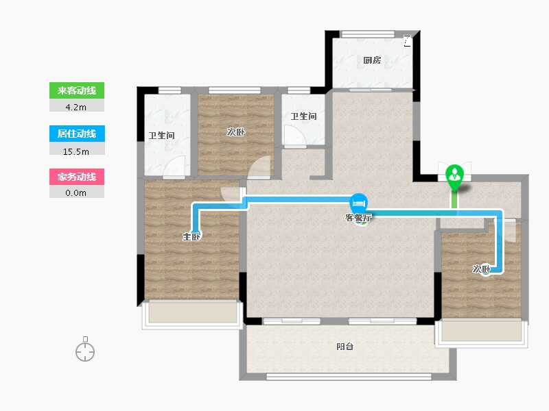 安徽省-芜湖市-怡康玖樾-105.59-户型库-动静线