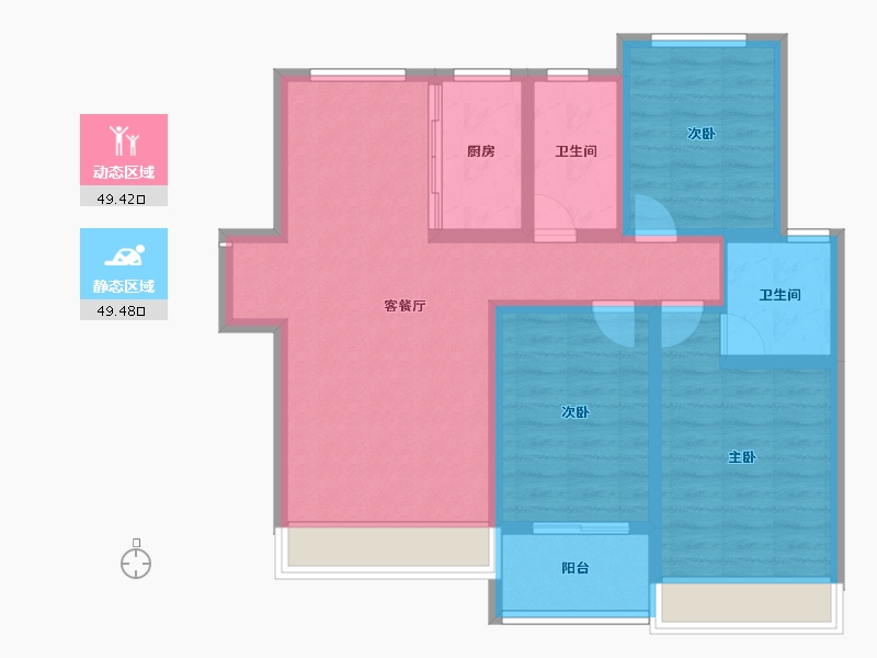 山西省-运城市-金鑫银海东方大境-87.71-户型库-动静分区