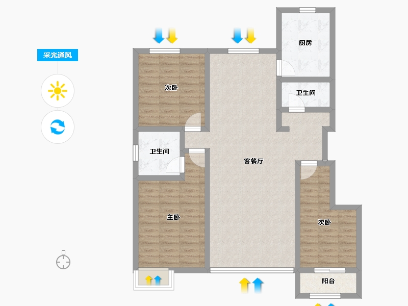 宁夏回族自治区-吴忠市-玺悦府-102.22-户型库-采光通风