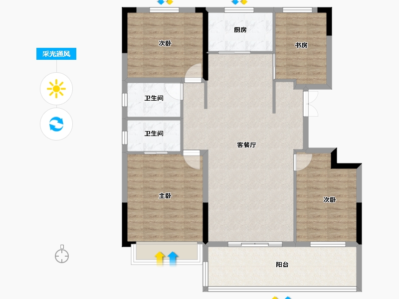 湖北省-十堰市-汉成国宾府-111.21-户型库-采光通风