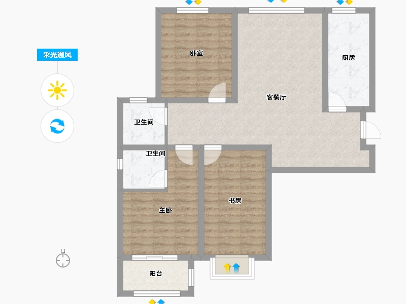 山西省-大同市-伯益公园府-91.34-户型库-采光通风