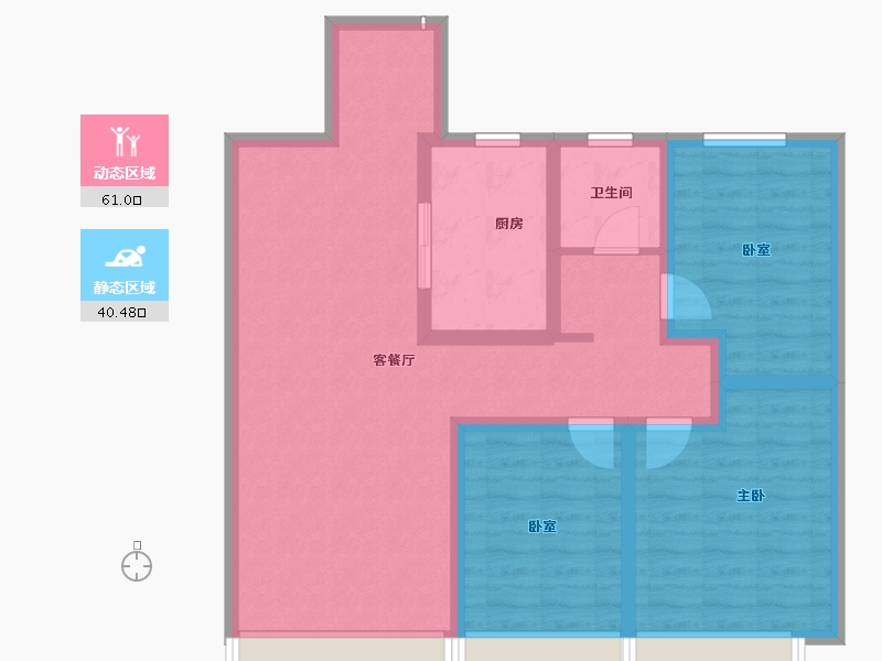 内蒙古自治区-包头市-包头东河吾悦广场-90.40-户型库-动静分区