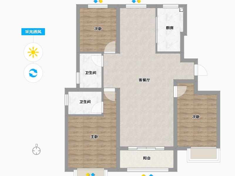 河北省-唐山市-荣望府-89.07-户型库-采光通风