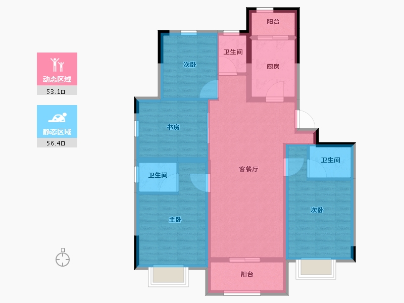 浙江省-湖州市-融创霅溪桃源-97.69-户型库-动静分区