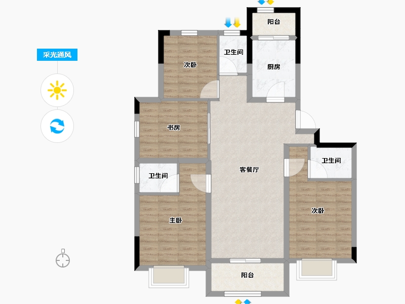 浙江省-湖州市-融创霅溪桃源-97.69-户型库-采光通风