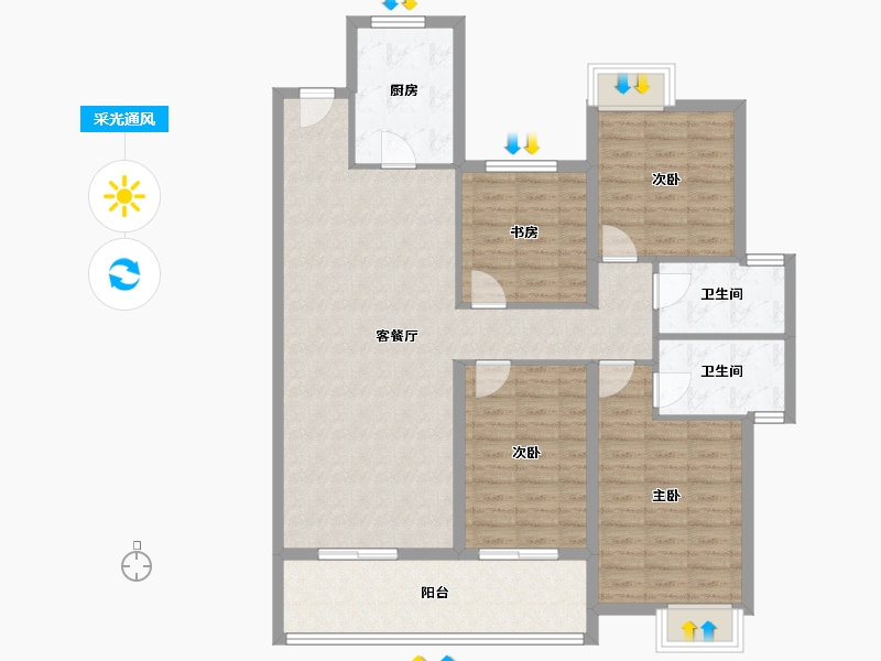 湖北省-宜昌市-山水如画-116.00-户型库-采光通风