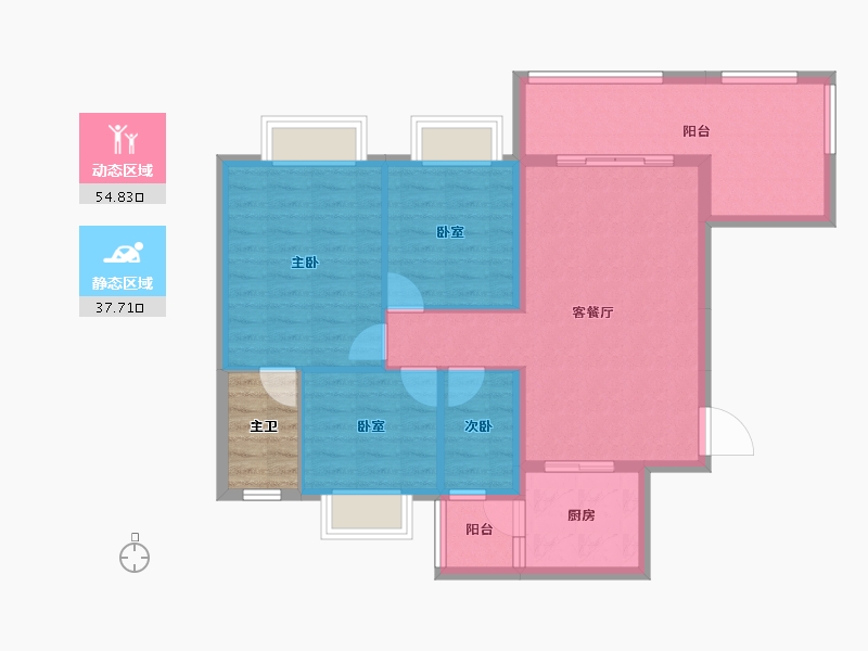 贵州省-黔南布依族苗族自治州-福泉麒龙公园里-87.25-户型库-动静分区