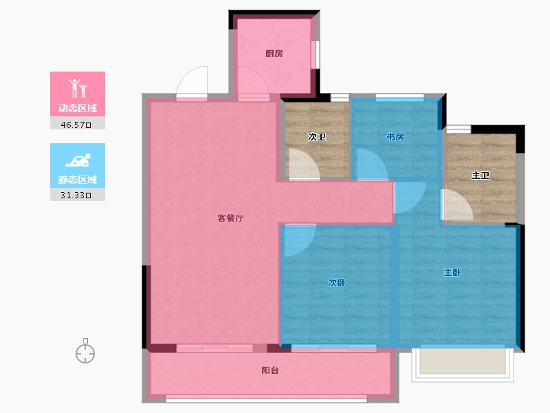 浙江省-湖州市-漾山宸院-79.67-户型库-动静分区