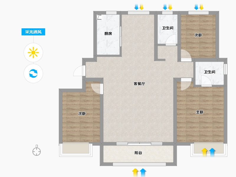 河北省-唐山市-荣望府-98.36-户型库-采光通风