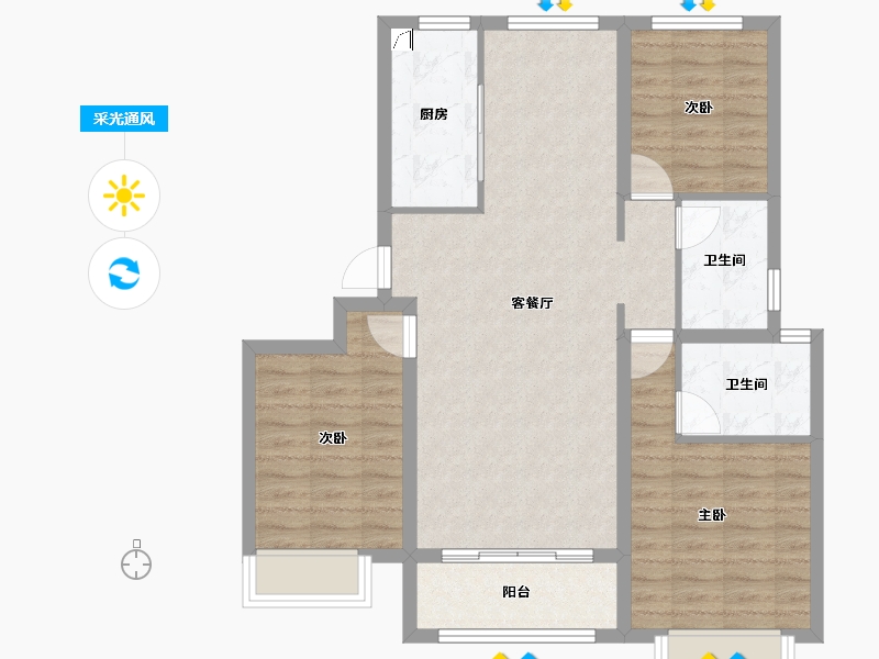 河北省-唐山市-荣望府-87.27-户型库-采光通风