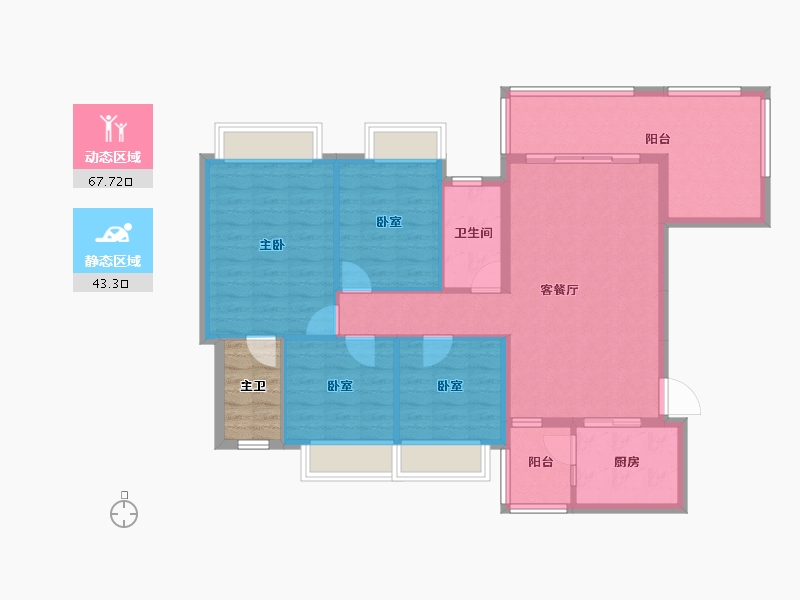 贵州省-黔南布依族苗族自治州-福泉麒龙公园里-104.61-户型库-动静分区