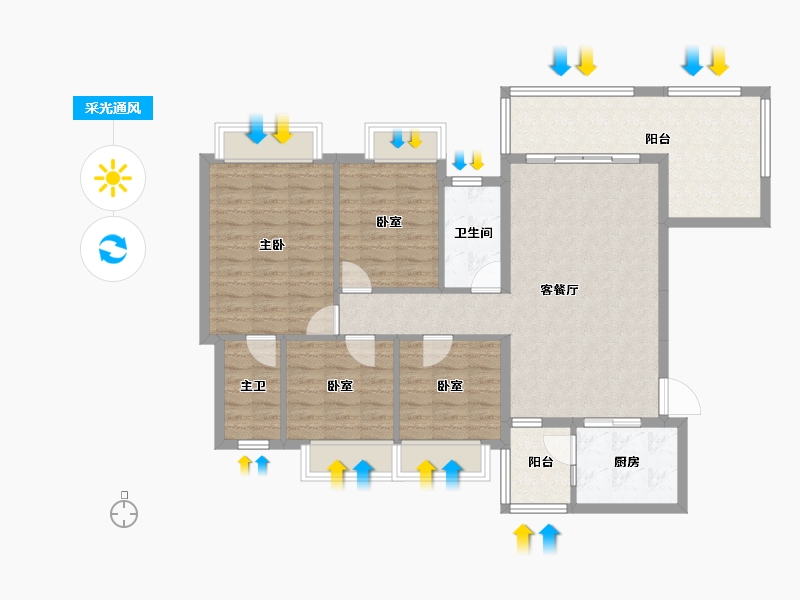 贵州省-黔南布依族苗族自治州-福泉麒龙公园里-104.61-户型库-采光通风