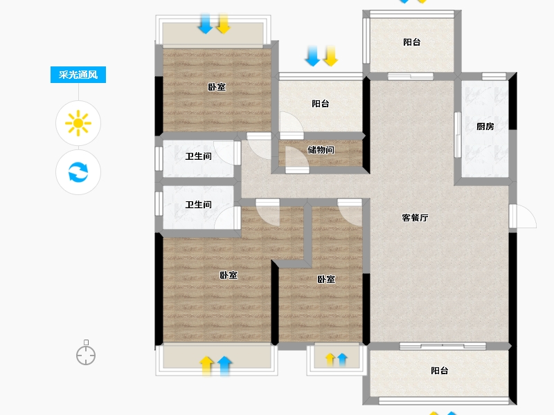 广东省-韶关市-碧桂园太阳城-106.42-户型库-采光通风