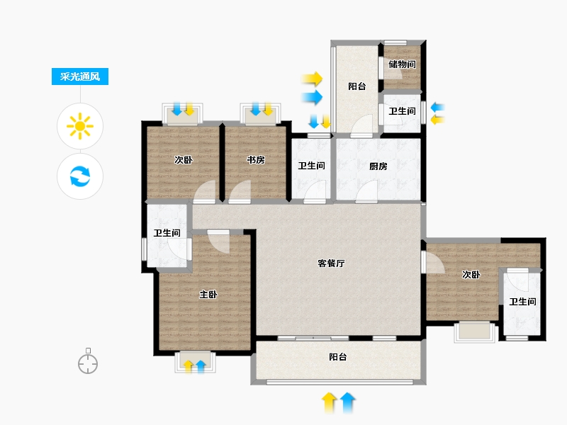 湖北省-宜昌市-兴润兴公馆-182.40-户型库-采光通风