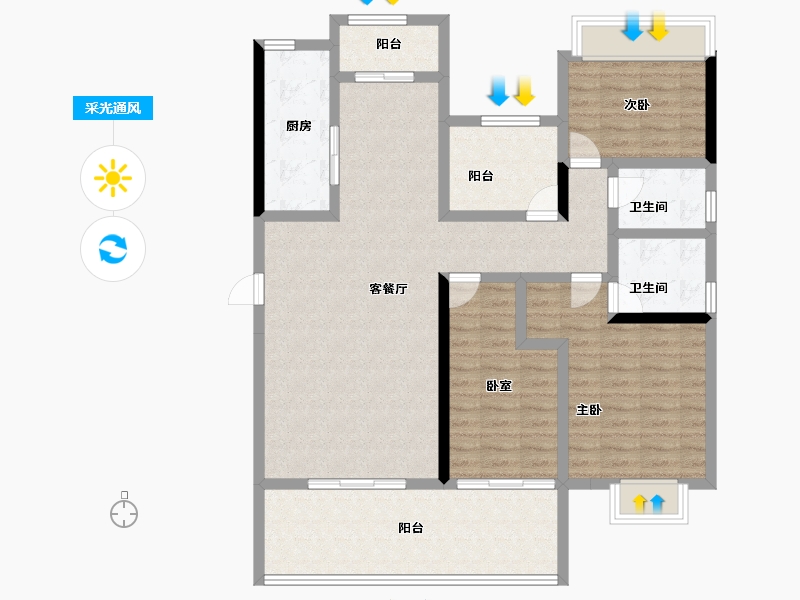 广东省-韶关市-碧桂园太阳城-113.60-户型库-采光通风