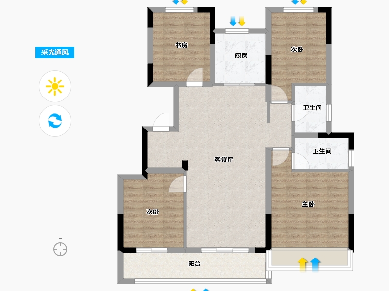 安徽省-芜湖市-伟星国樾-101.60-户型库-采光通风