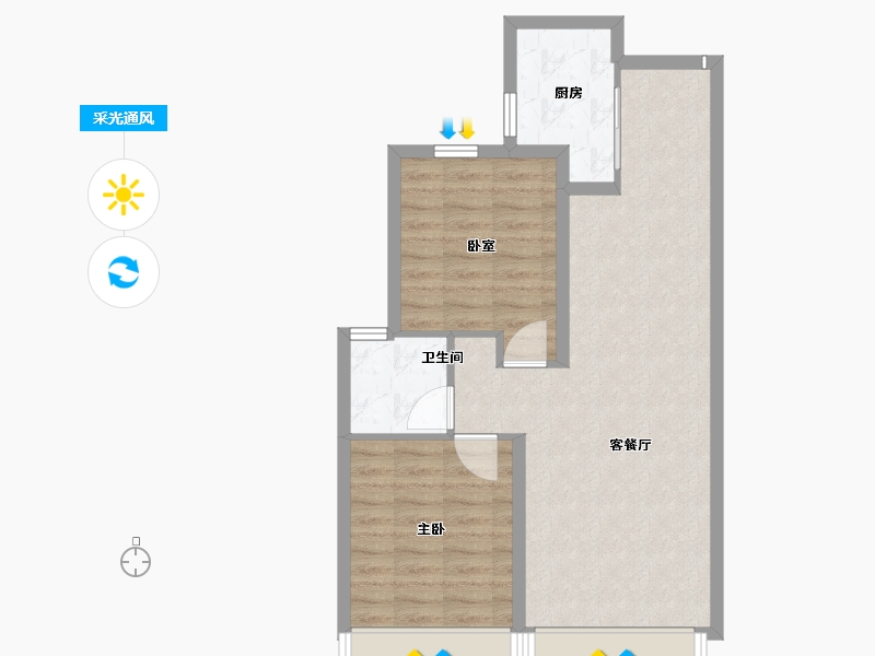 内蒙古自治区-包头市-包头东河吾悦广场-68.07-户型库-采光通风